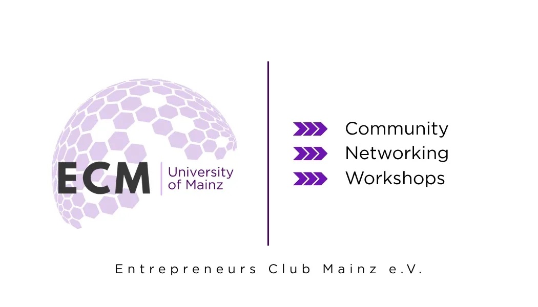 Visitenkarte im Querformat mit ECM-Logo und den Stichworten Community, Networking und Workshops